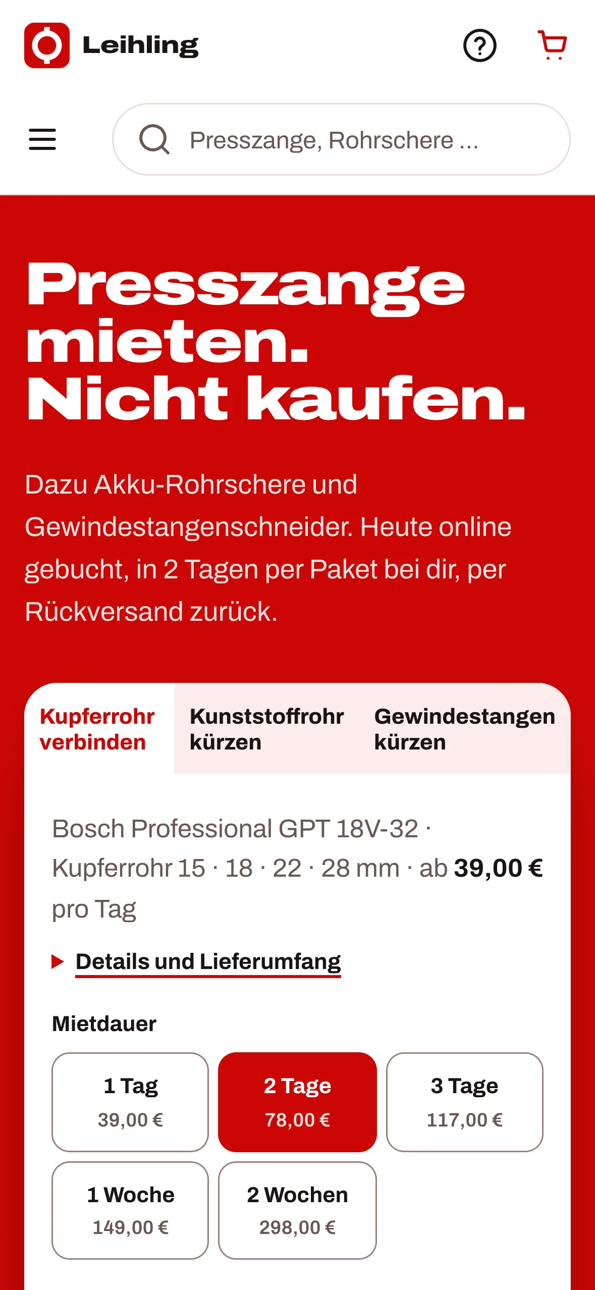 Startseite von Leihling auf dem iPhone.